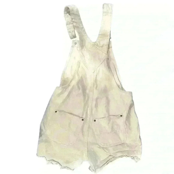Old Navy Cream Denim Short Overalls - Size S, Vintage Style - Picture 2 of 3